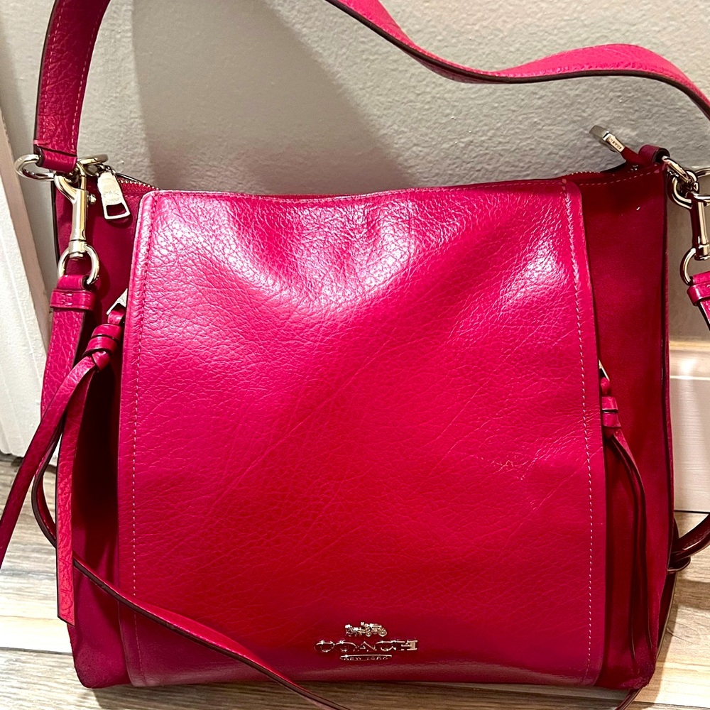 Coach shoulder bag leather and suede